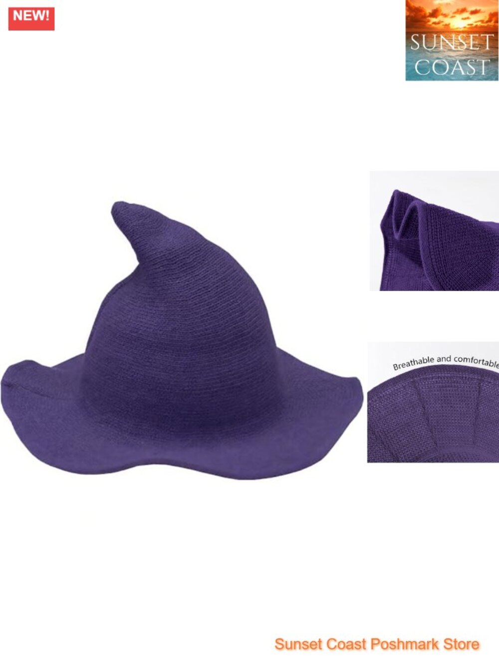 Polyester Witch Hat Pointed Knitted Cap Cosplay Costume Accessory